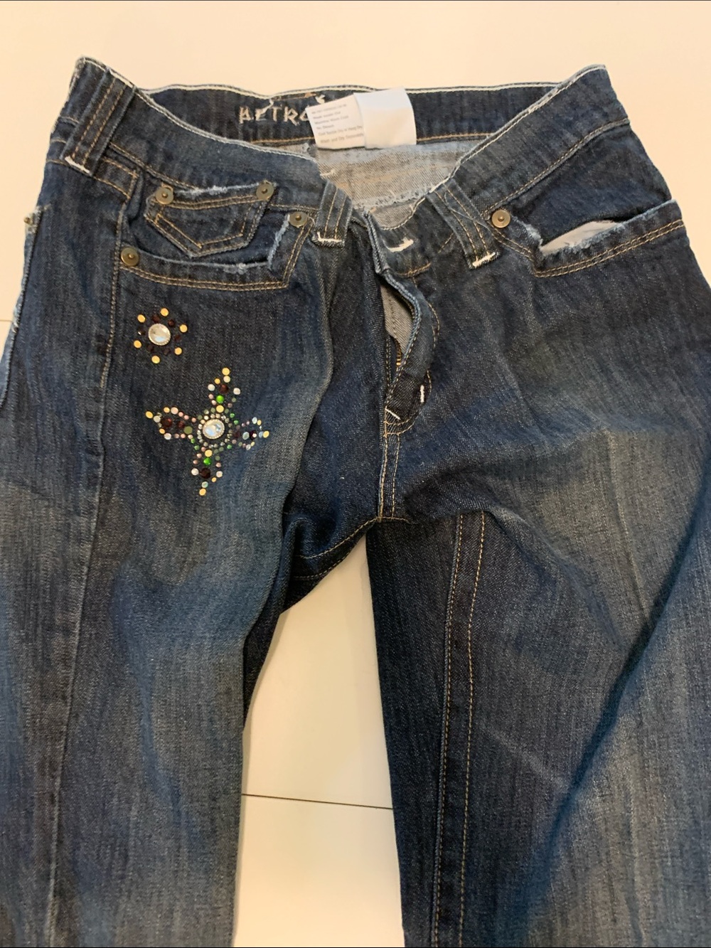 Vintage Y2K Petrol Amber-SS Studded Bootcut Flare